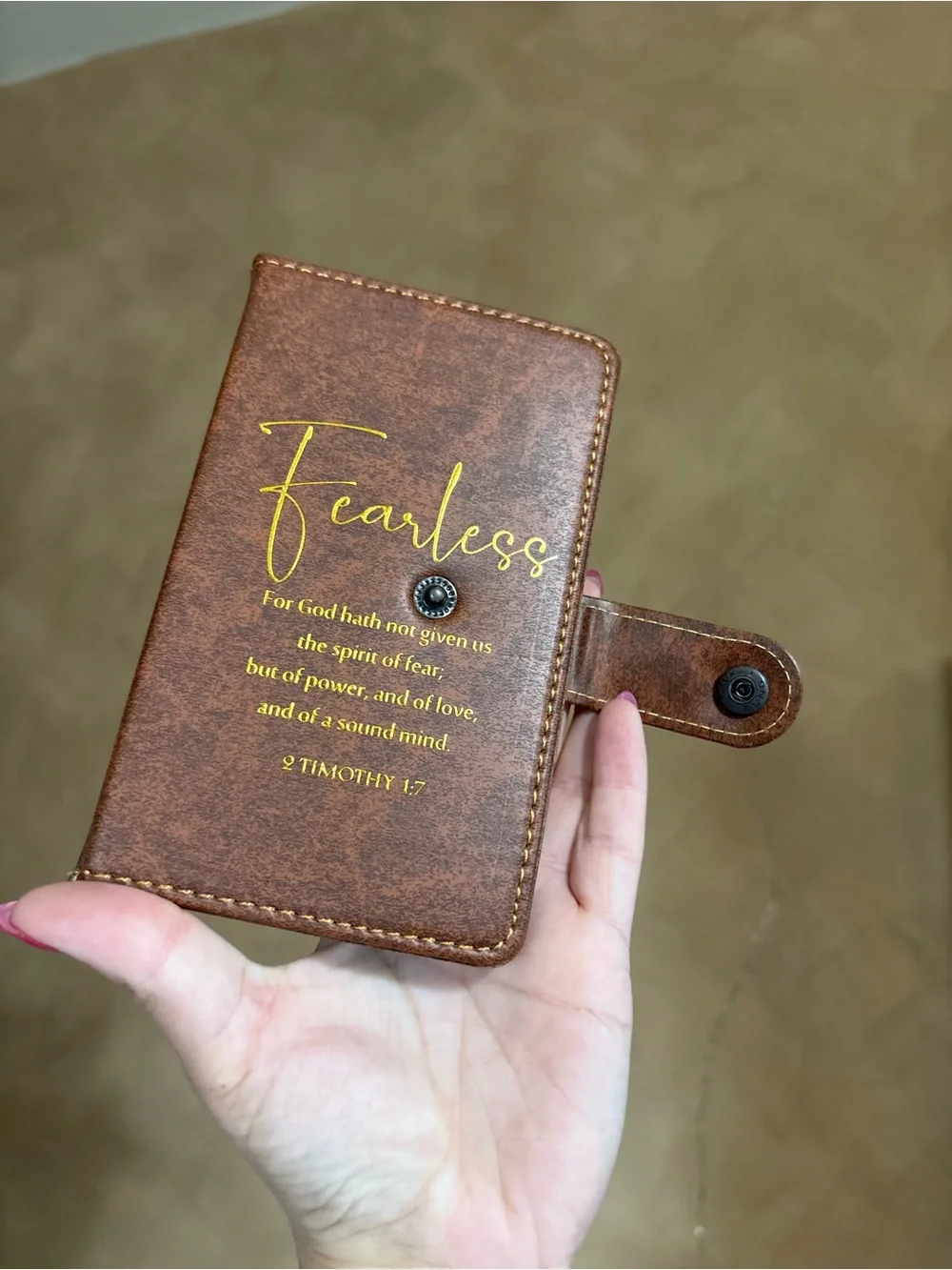 Bible Verse “Fearless” Journal Brown Faux Leather Brand New
